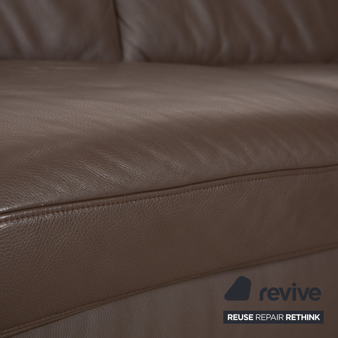Hukla Leder Ecksofa Braun Kastanie Sofa Couch