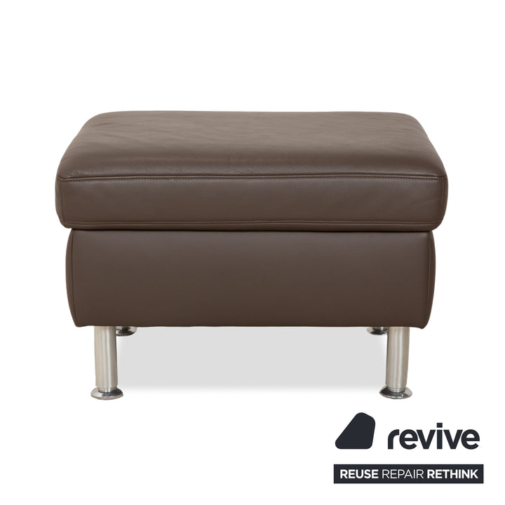 Hukla Leder Ecksofa und Hocker Braun Kastanie Sofa Couch Stauraum