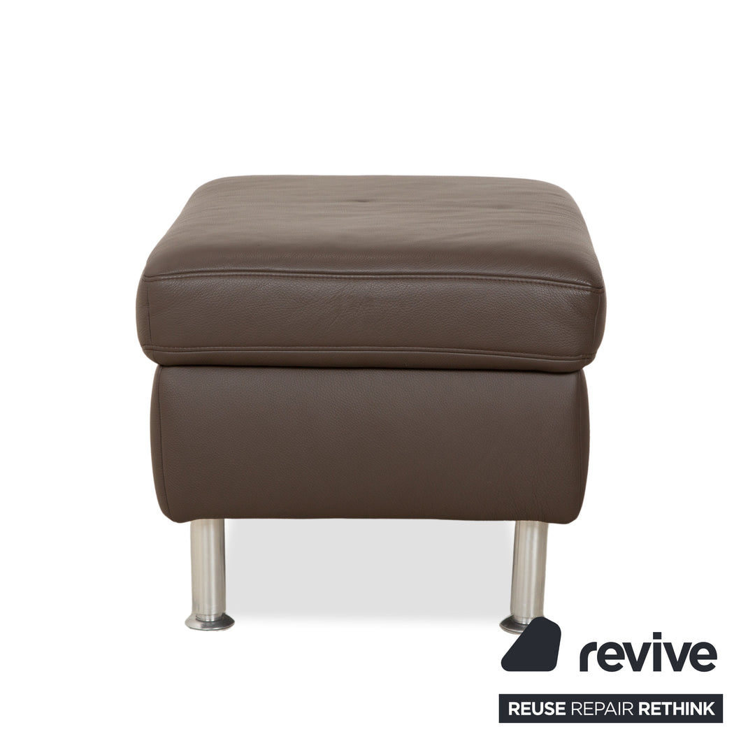 Hukla Leder Ecksofa und Hocker Braun Kastanie Sofa Couch Stauraum