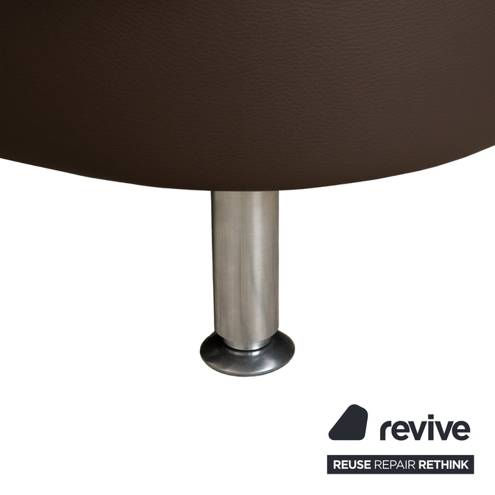 Hukla leather corner sofa and ottoman, brown chestnut sofa couch with storage space