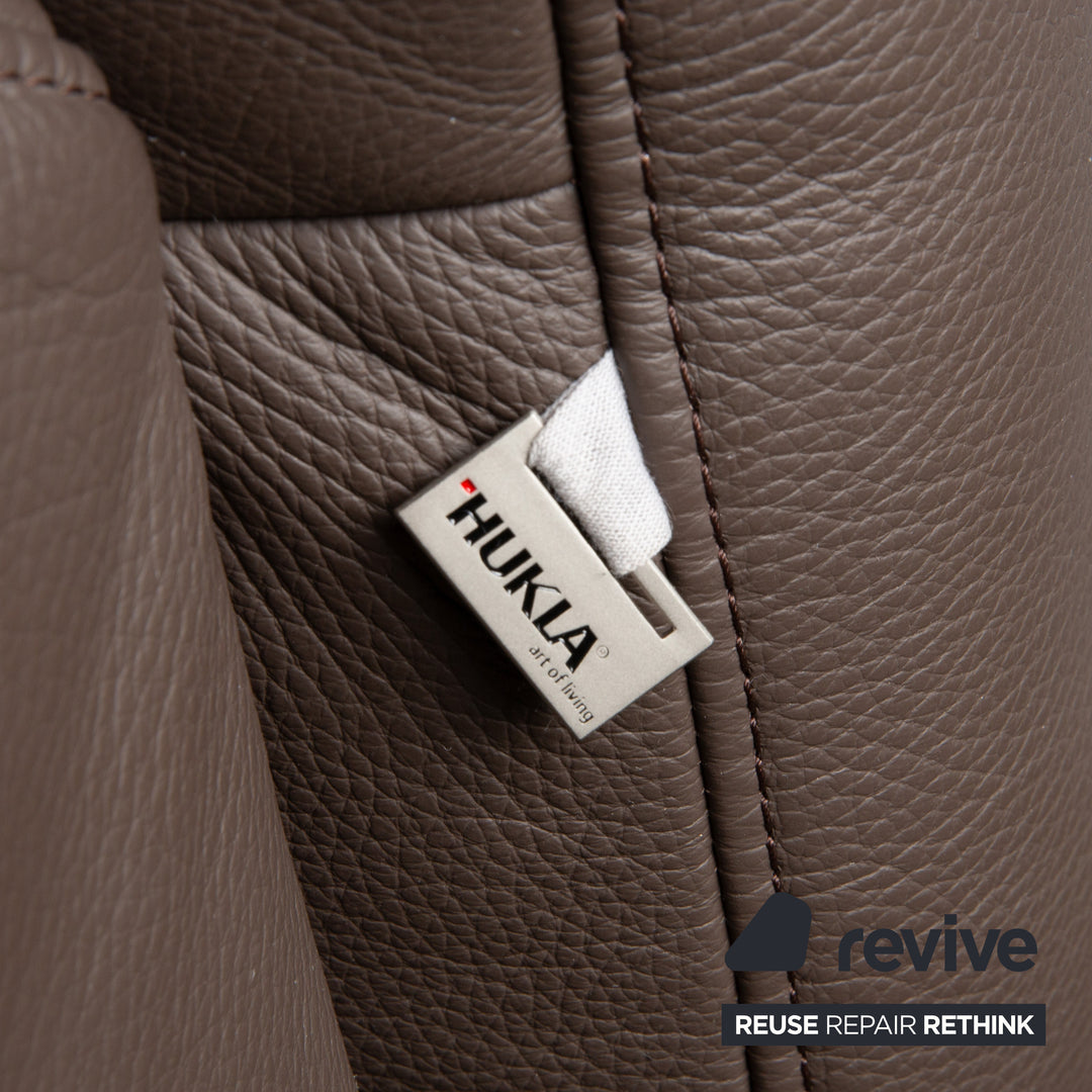 Hukla Leder Hocker Braun Kastanie manuelle Funktion Staufach