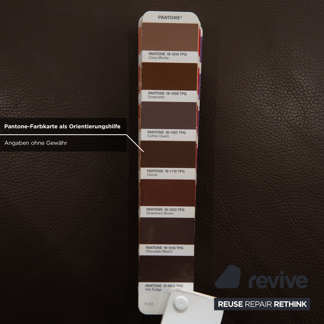 Tabouret en cuir Hukla, marron châtaigne, à commande manuelle et compartiment de rangement