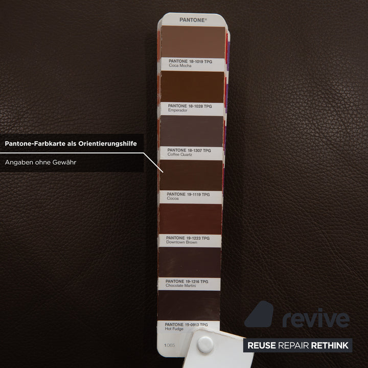 Tabouret en cuir Hukla, marron châtaigne, à commande manuelle et compartiment de rangement