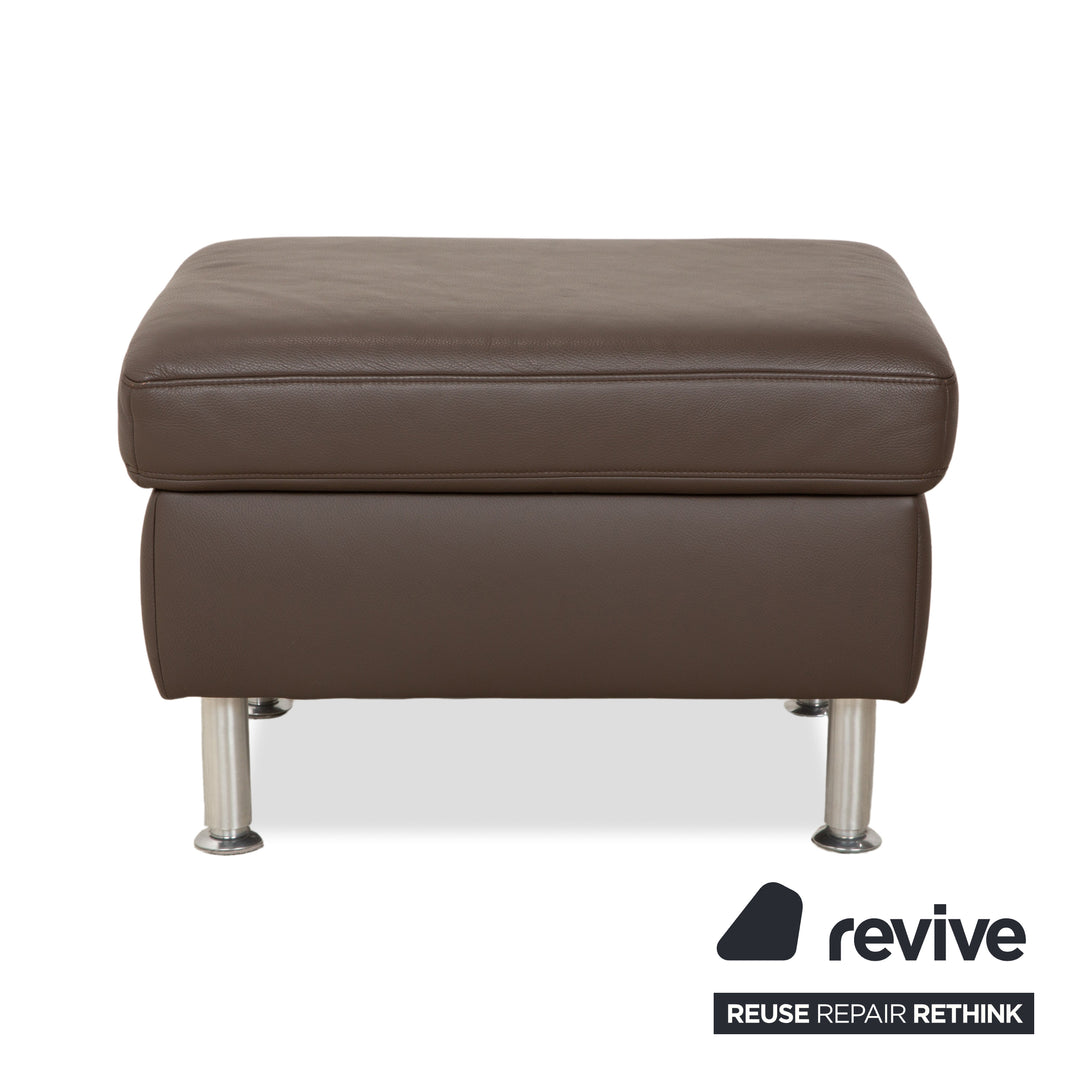 Hukla Leder Hocker Braun Kastanie manuelle Funktion Staufach