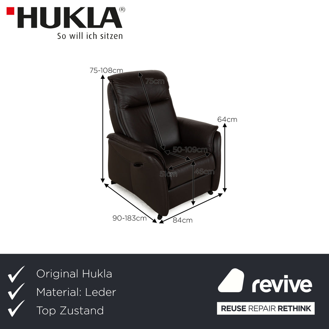 Fauteuil en cuir Hukla marron fonction électrique aide à se relever