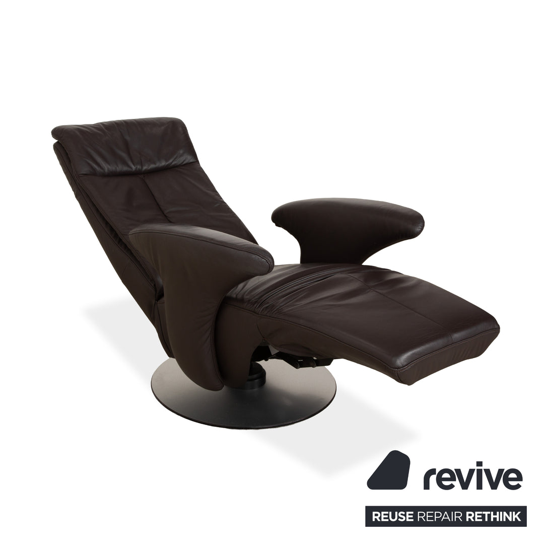 Hukla Leder Sessel Braun manuelle Funktion