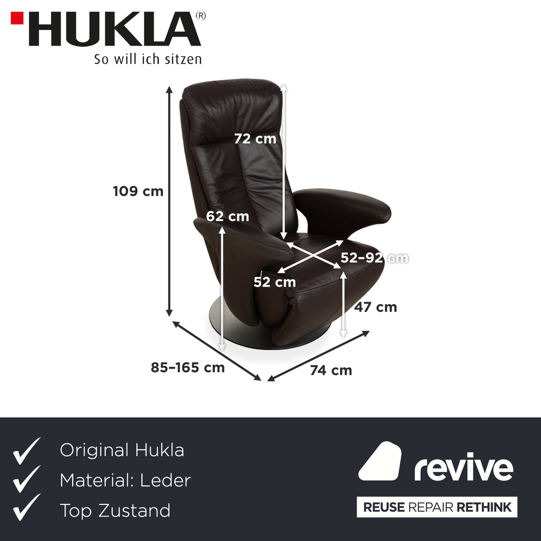 Hukla Leder Sessel Braun manuelle Funktion