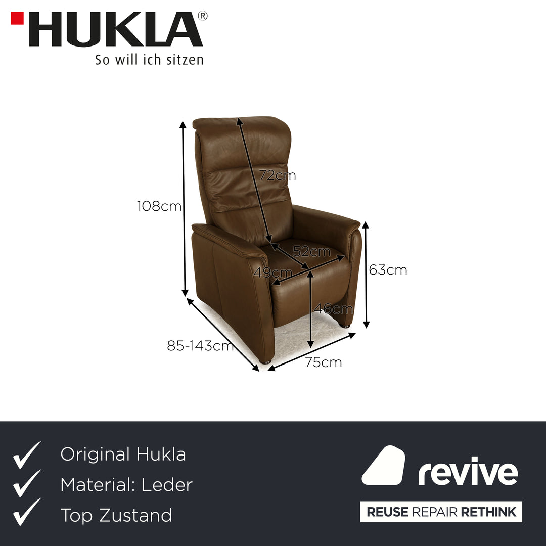 Hukla leather armchair brown manual function relaxation chair