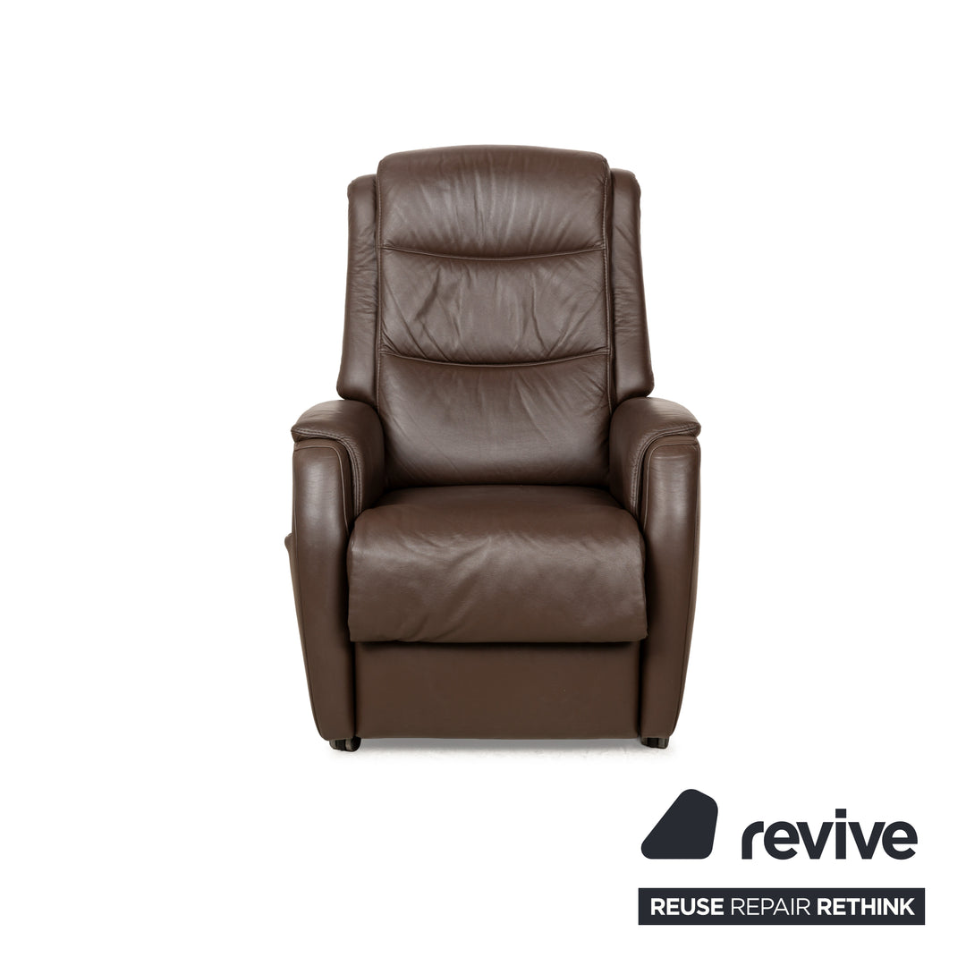 Hukla leather armchair brown manual function relaxation chair