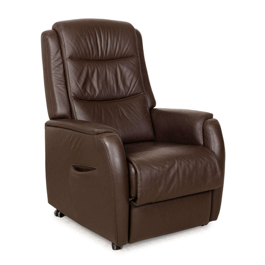 Hukla leather armchair brown manual function relaxation chair