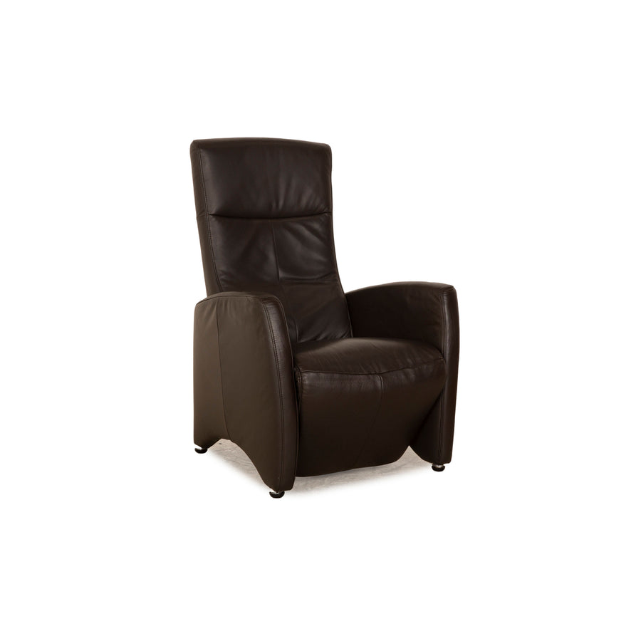 Hukla leather armchair electric function brown dark brown