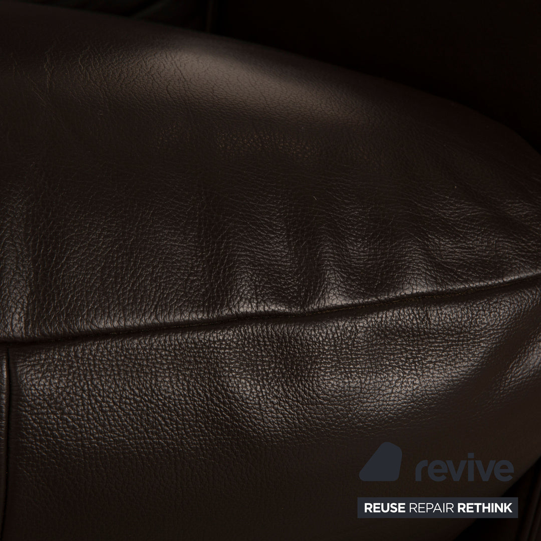 Hukla leather armchair electric function brown dark brown