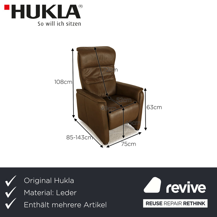 Hukla leather armchair set brown 2x armchairs manual function relaxation armchair