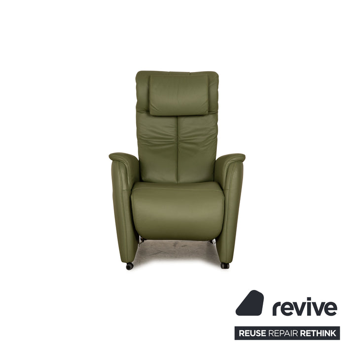 Hukla leather armchair green electric stand-up function