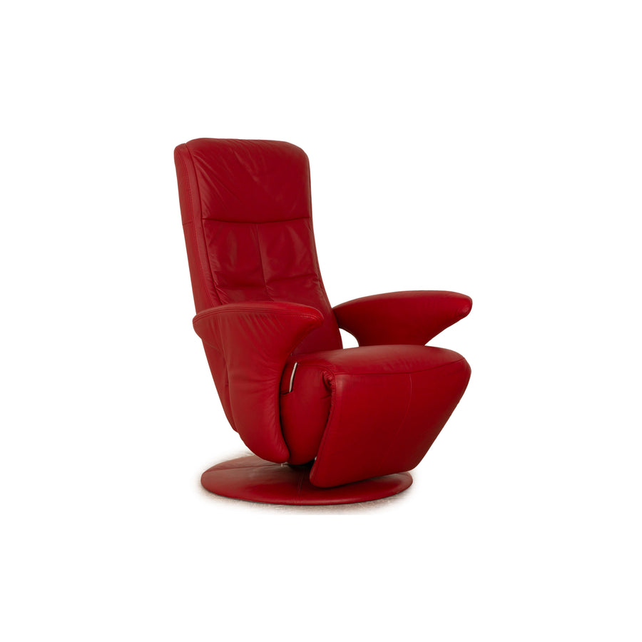 Hukla leather armchair red manual function relaxation chair