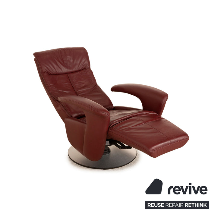 Hukla leather armchair red manual function relaxation chair