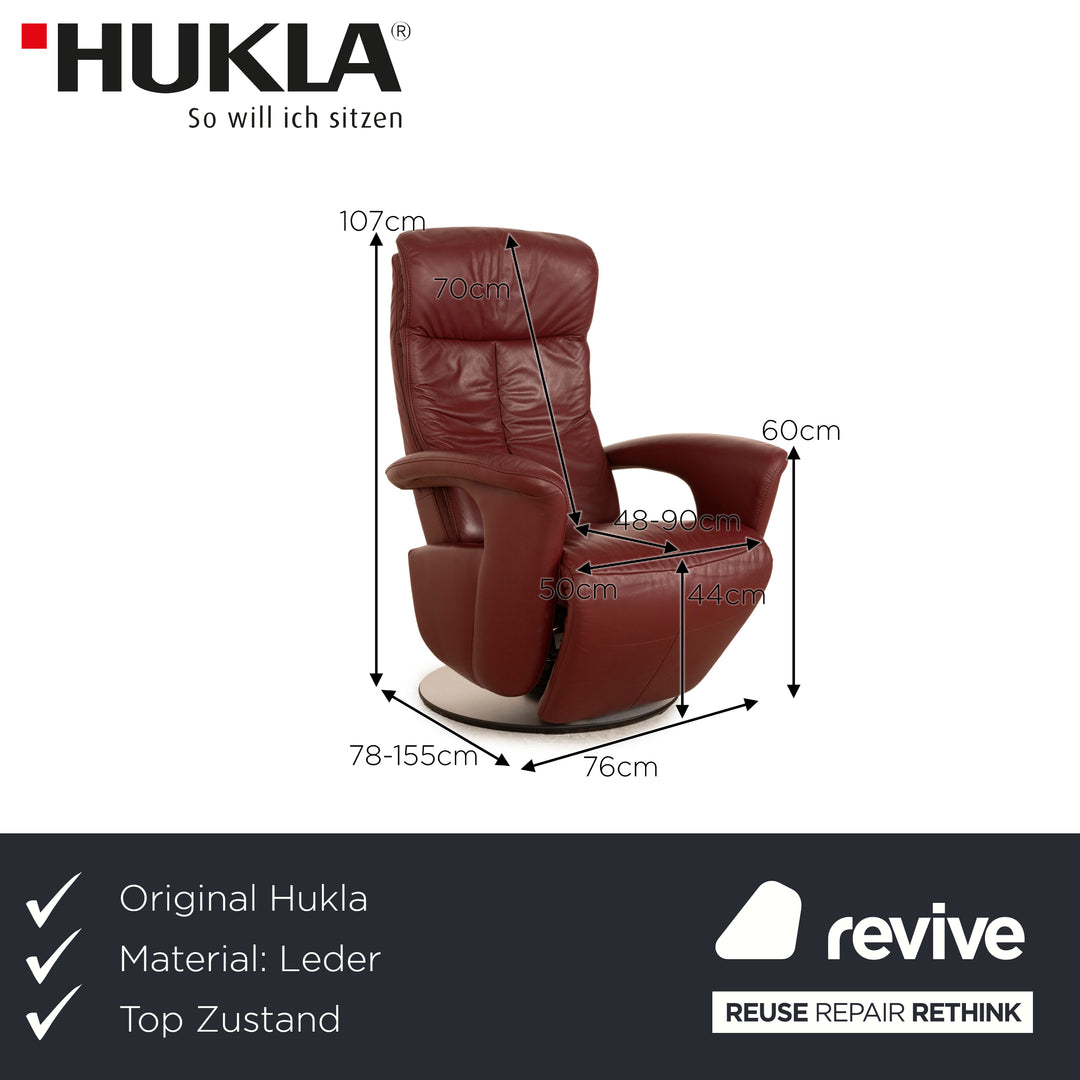 Hukla leather armchair red manual function relaxation chair