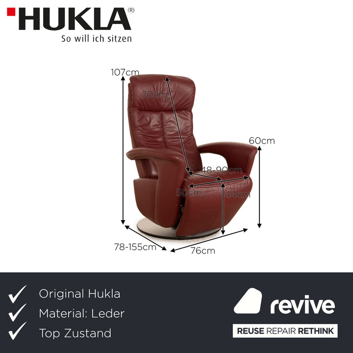 Hukla leather armchair red manual function relaxation chair