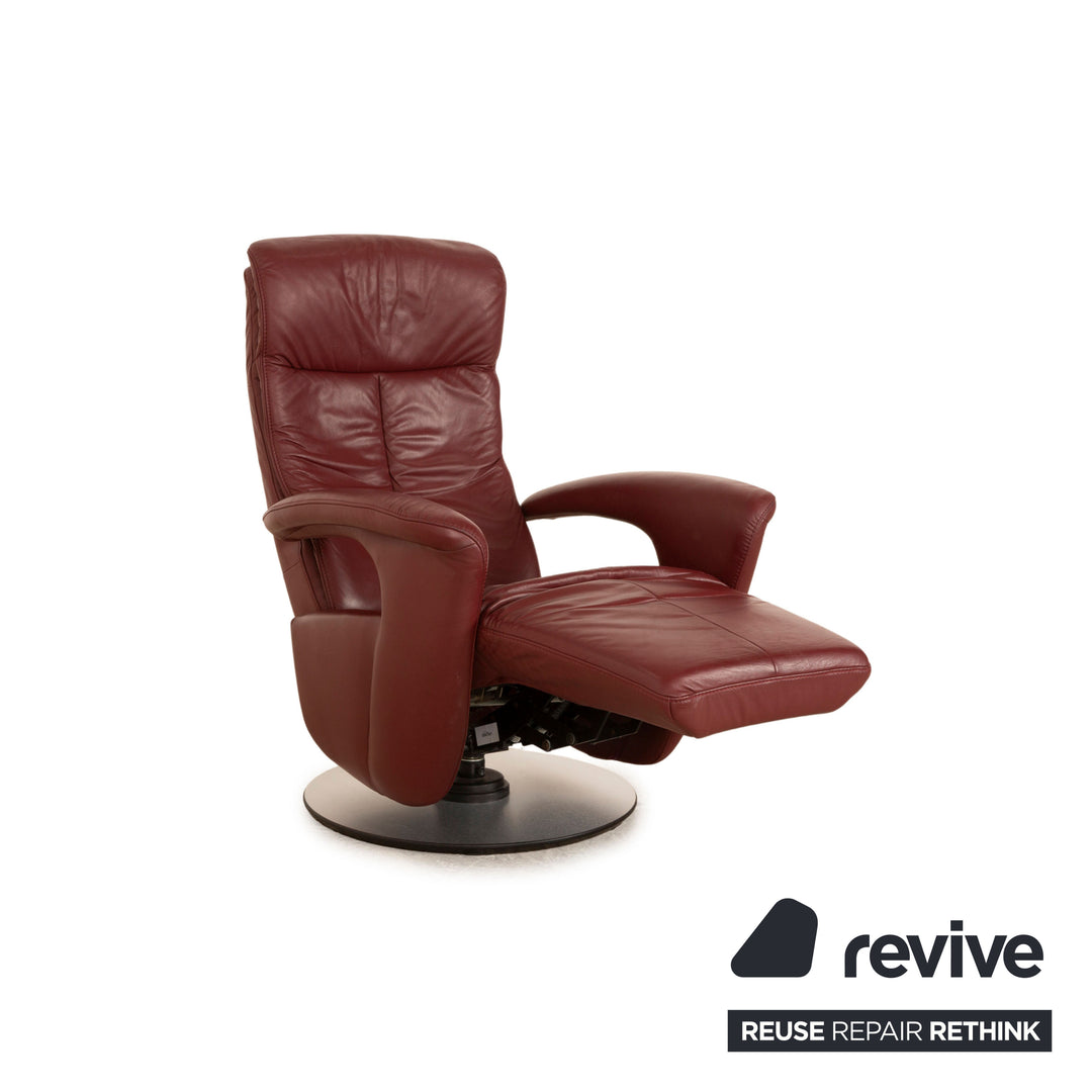 Hukla leather armchair red manual function relaxation chair