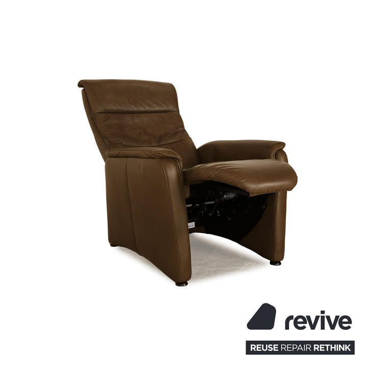 Hukla leather sofa set brown two-seater 2x armchair manual function relaxation chair