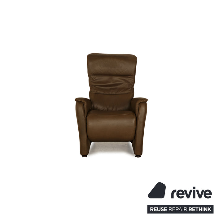 Hukla leather sofa set brown two-seater 2x armchair manual function relaxation chair