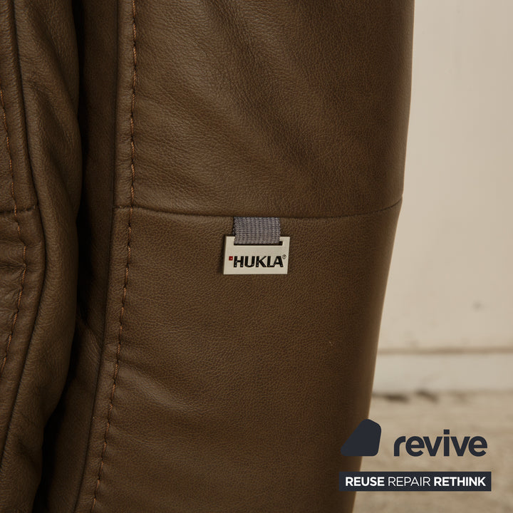 Hukla leather sofa set brown two-seater 2x armchair manual function relaxation chair