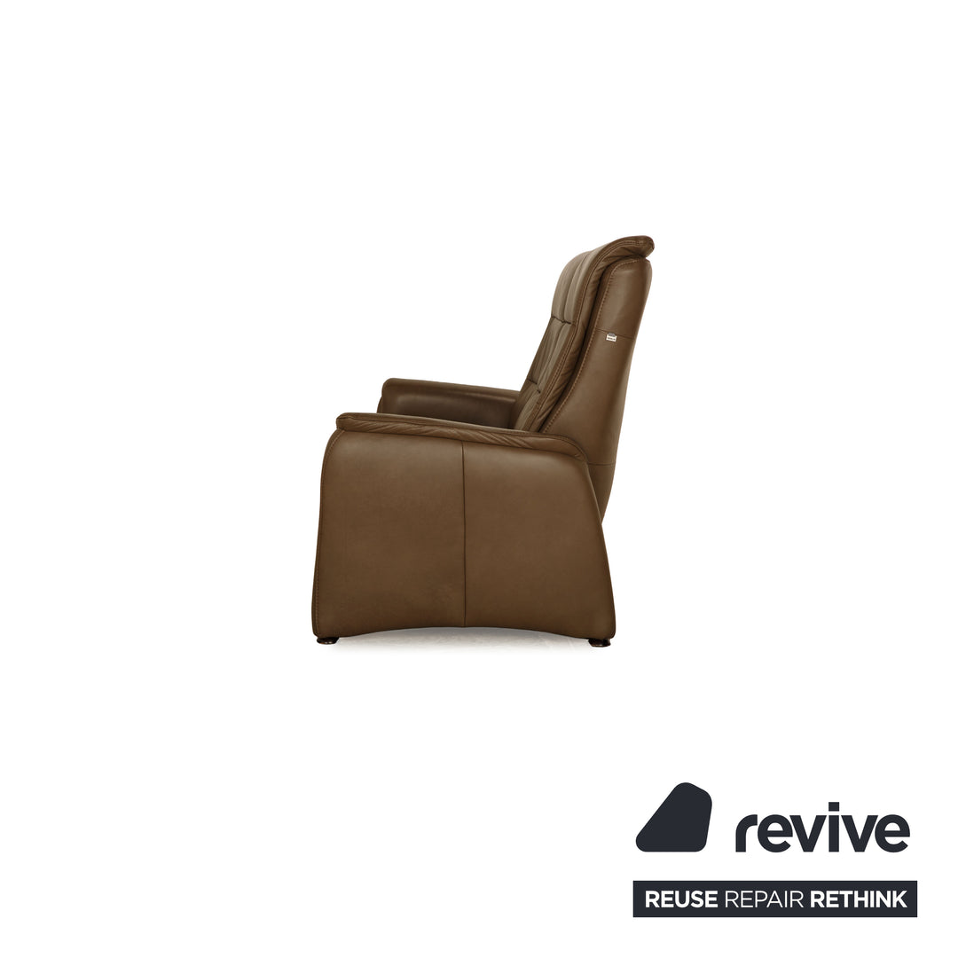 Hukla leather sofa set brown two-seater 2x armchair manual function relaxation chair