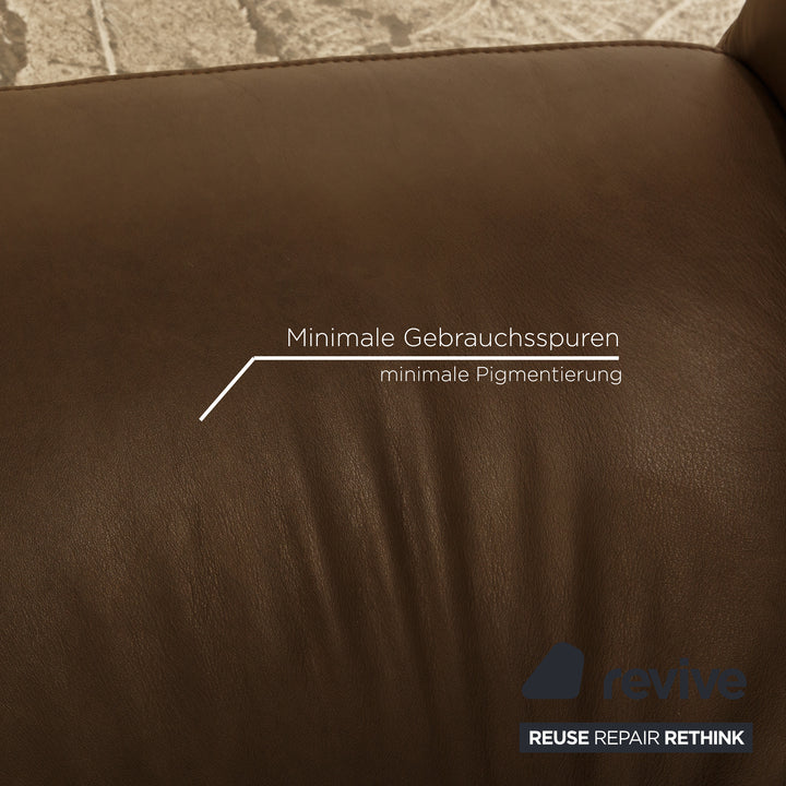 Hukla leather sofa set brown two-seater 2x armchair manual function relaxation chair