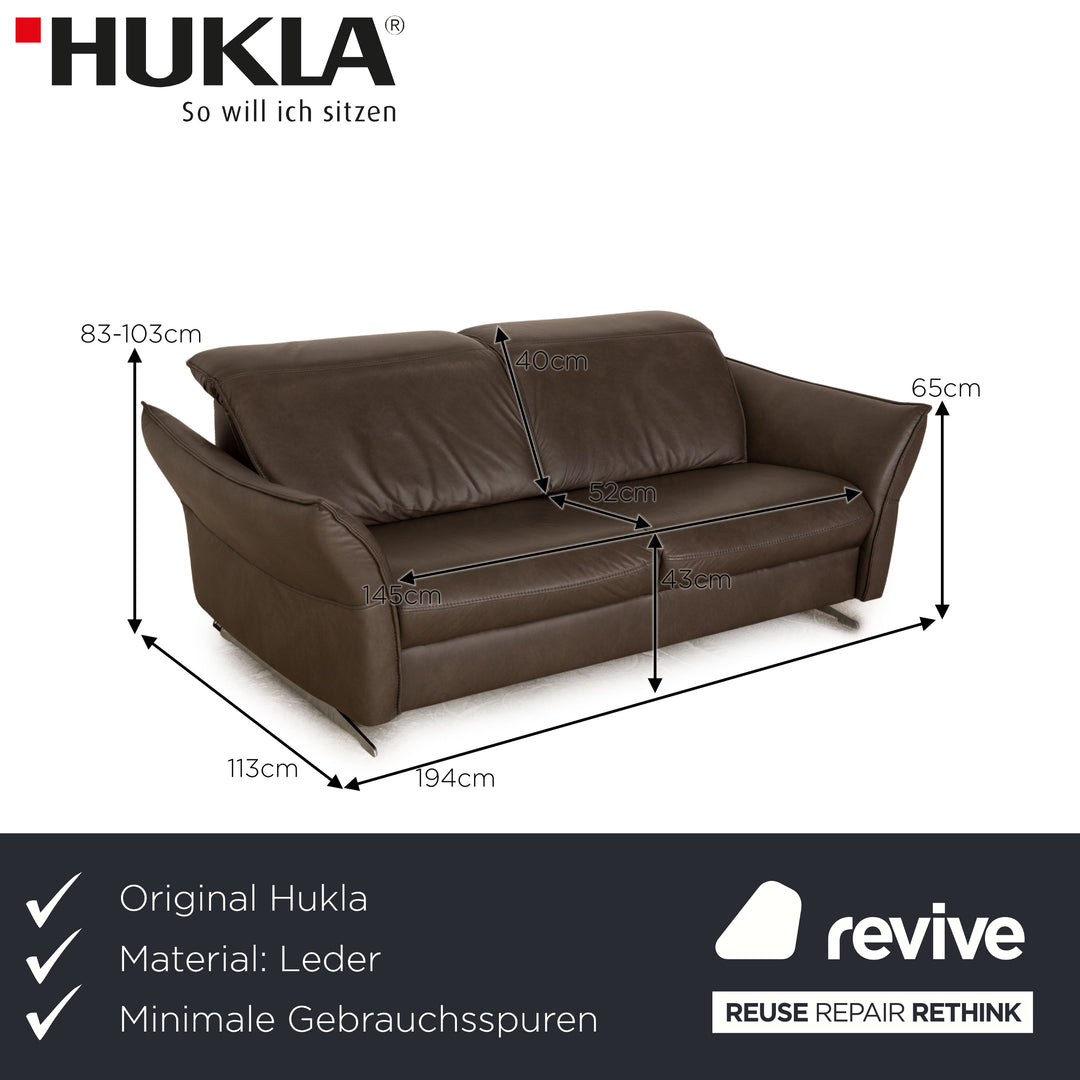 Hukla Leather Two Seater Brown Gray Sofa Couch Manual Function