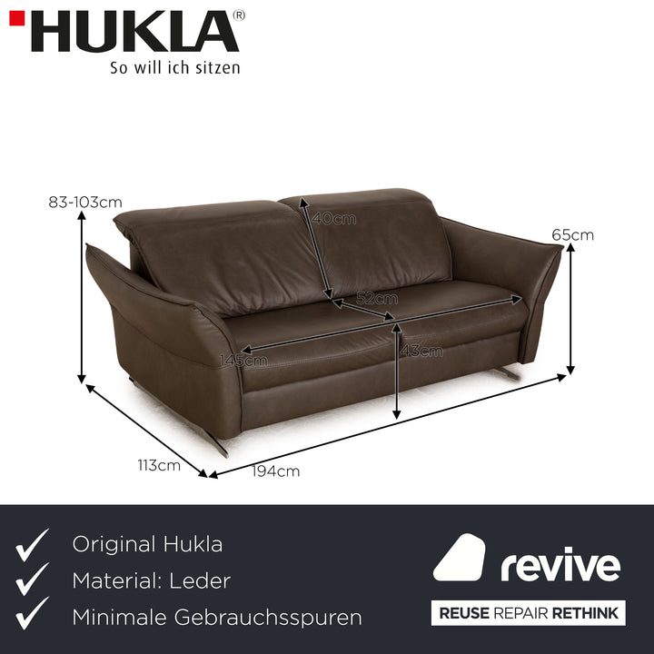 Hukla Leather Two Seater Brown Gray Sofa Couch Manual Function