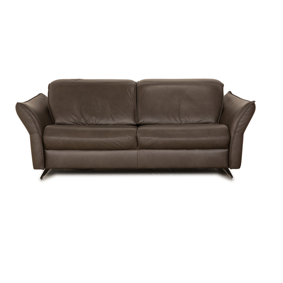Hukla Leder Zweisitzer Grau Sofa Couch manuelle Funktion
