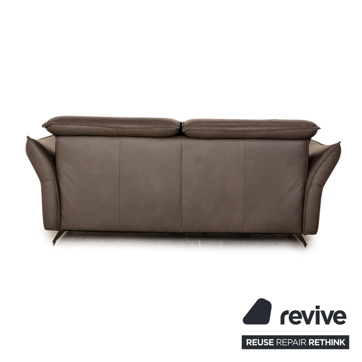 Hukla Leather Two Seater Brown Gray Sofa Couch Manual Function