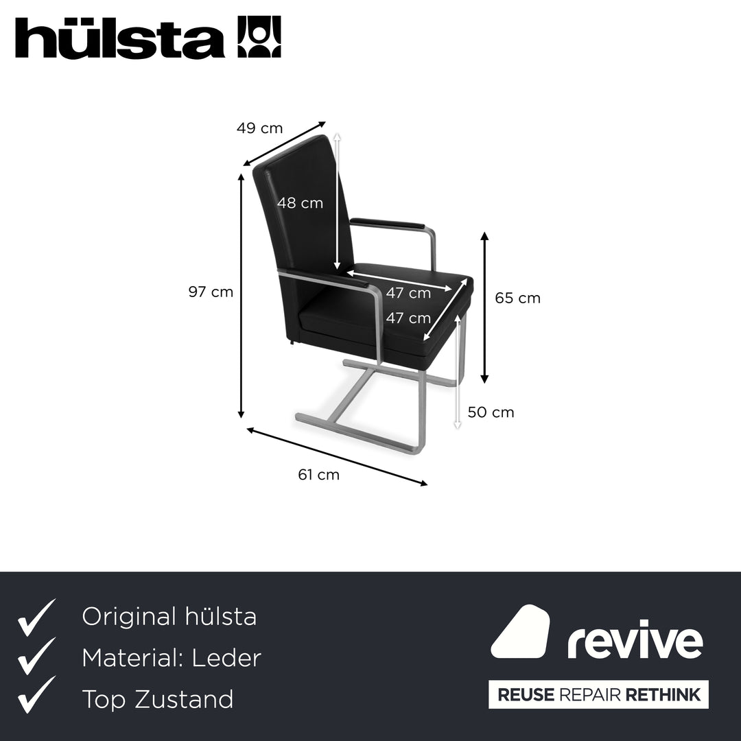 hülsta 6-seater leather chair set black D2