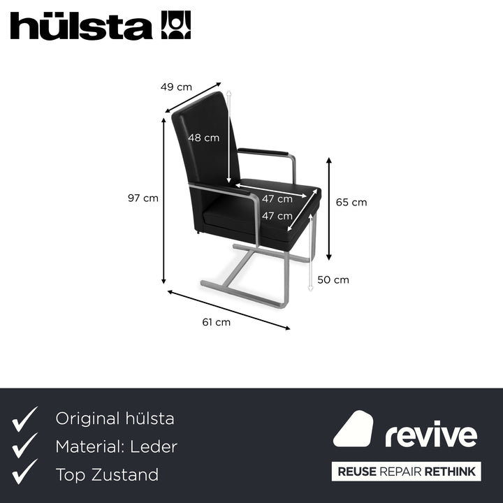 hülsta 6-seater leather chair set black D2