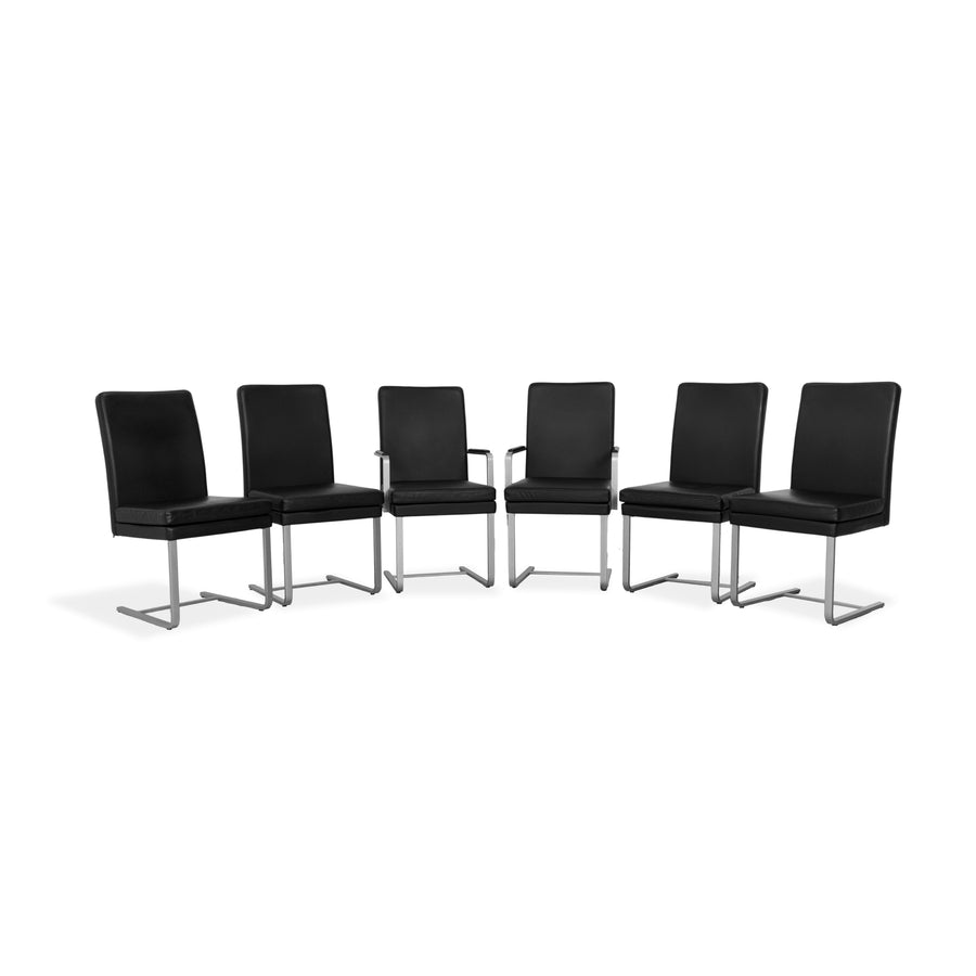 hülsta 6-seater leather chair set black D2