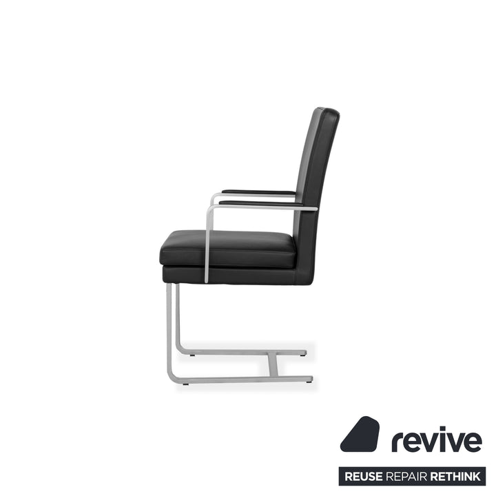 hülsta 6-seater leather chair set black D2