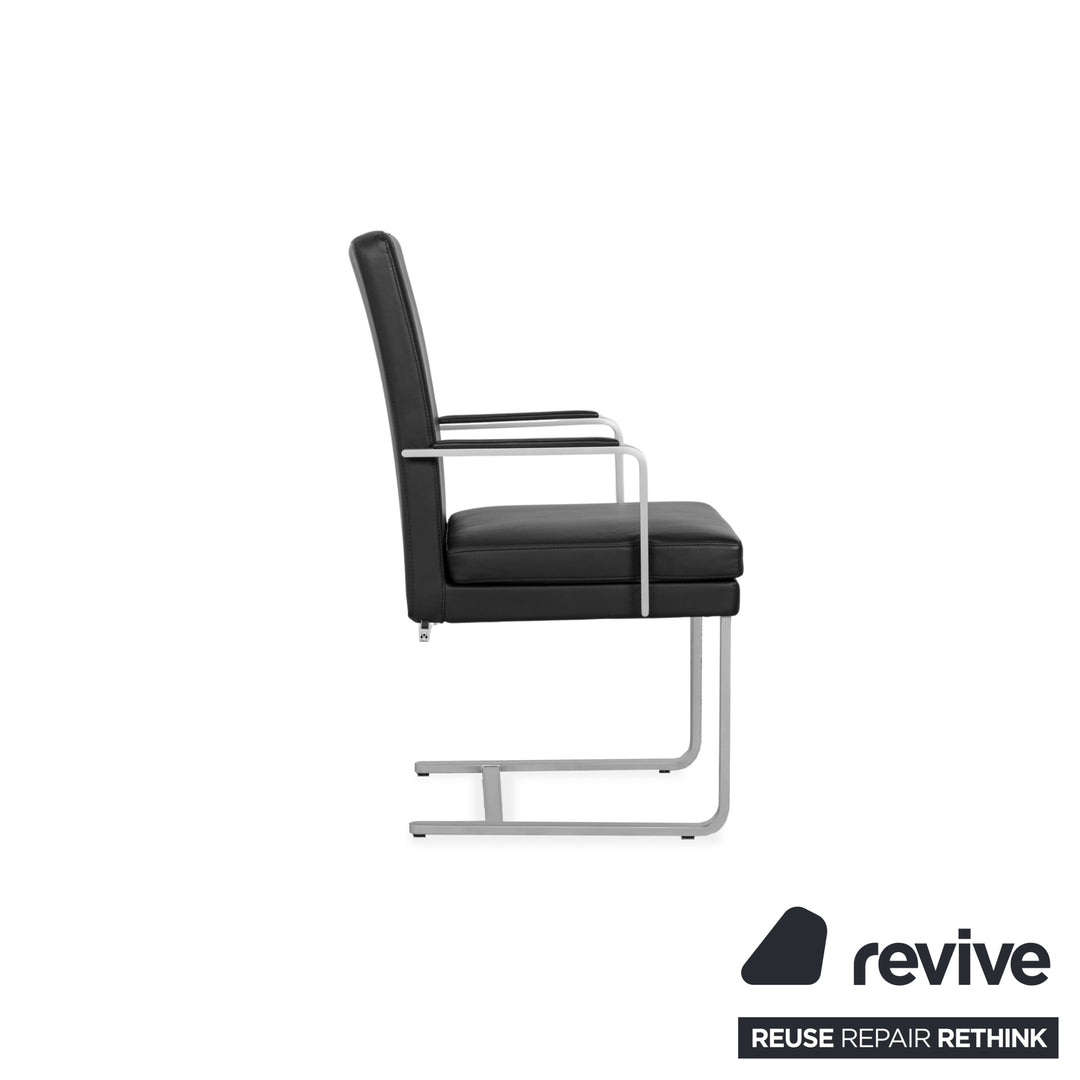 hülsta 6-seater leather chair set black D2