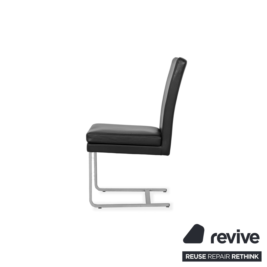 hülsta 6-seater leather chair set black D2