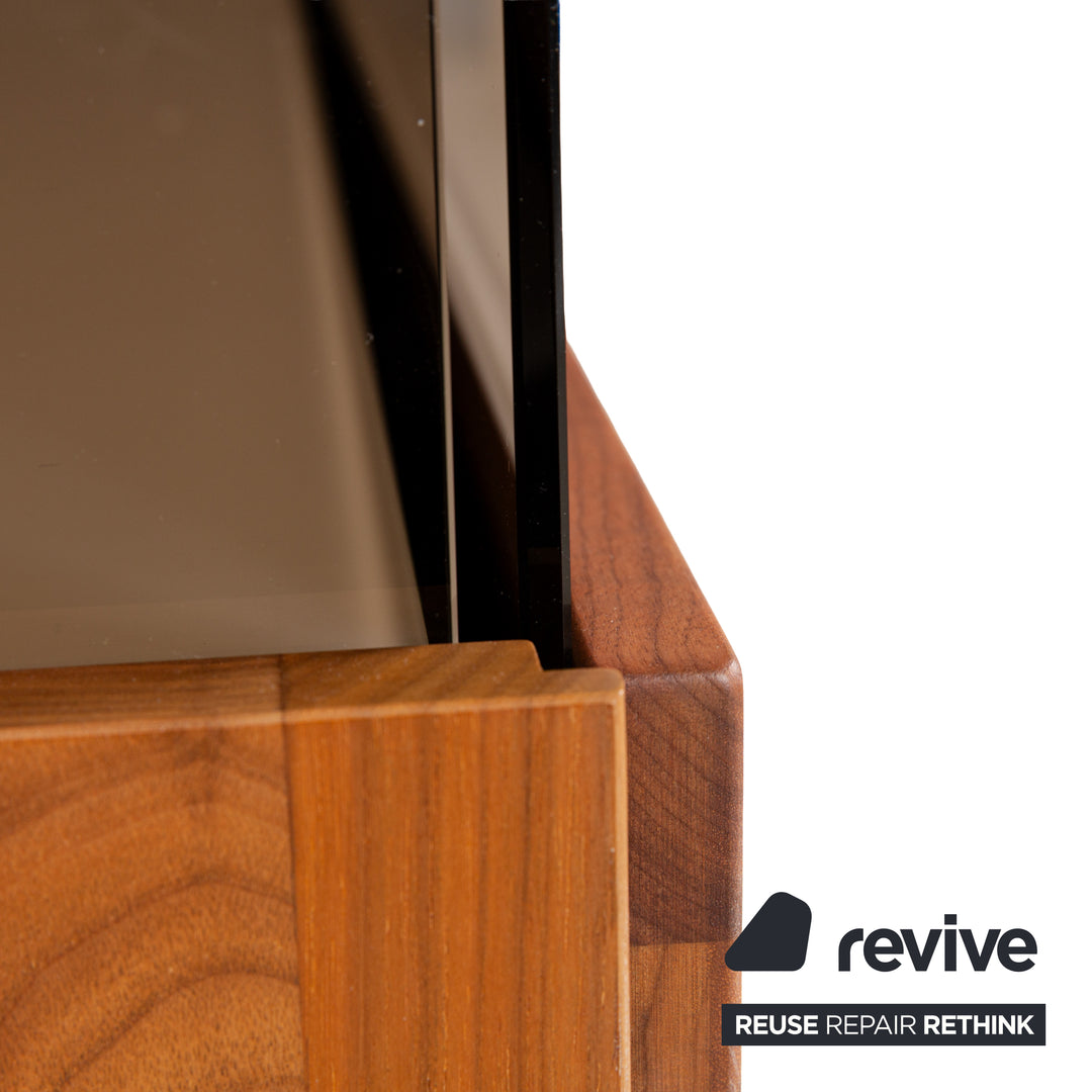 Buffet en bois Hülsta Aunis avec portes coulissantes en verre marron et vitrine