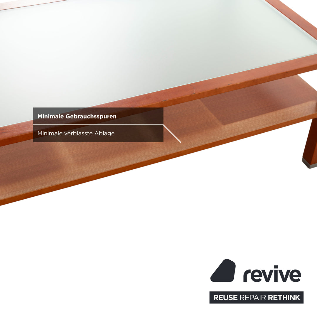 Hülsta coffee table, wood, brown, glass