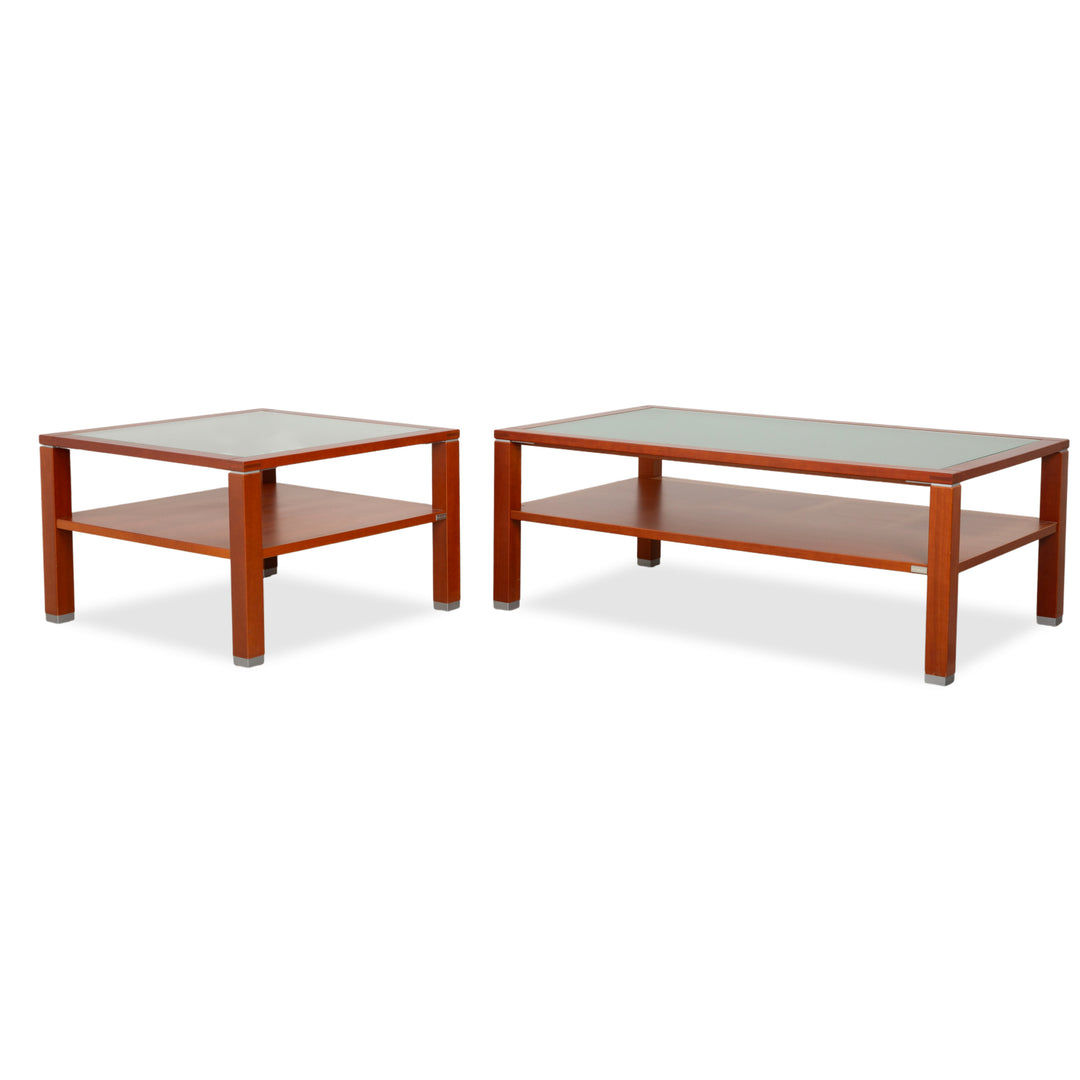 Table basse Hülsta, bois marron, verre