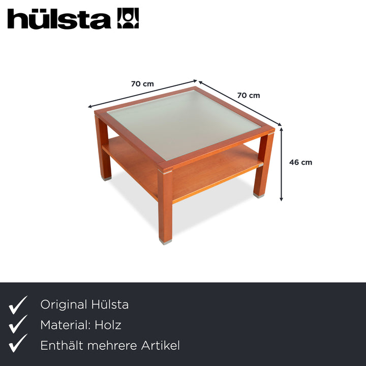 Table basse Hülsta, bois marron, verre