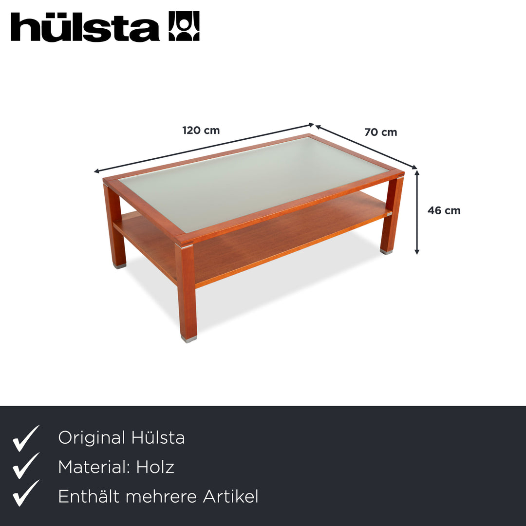 Table basse Hülsta, bois marron, verre