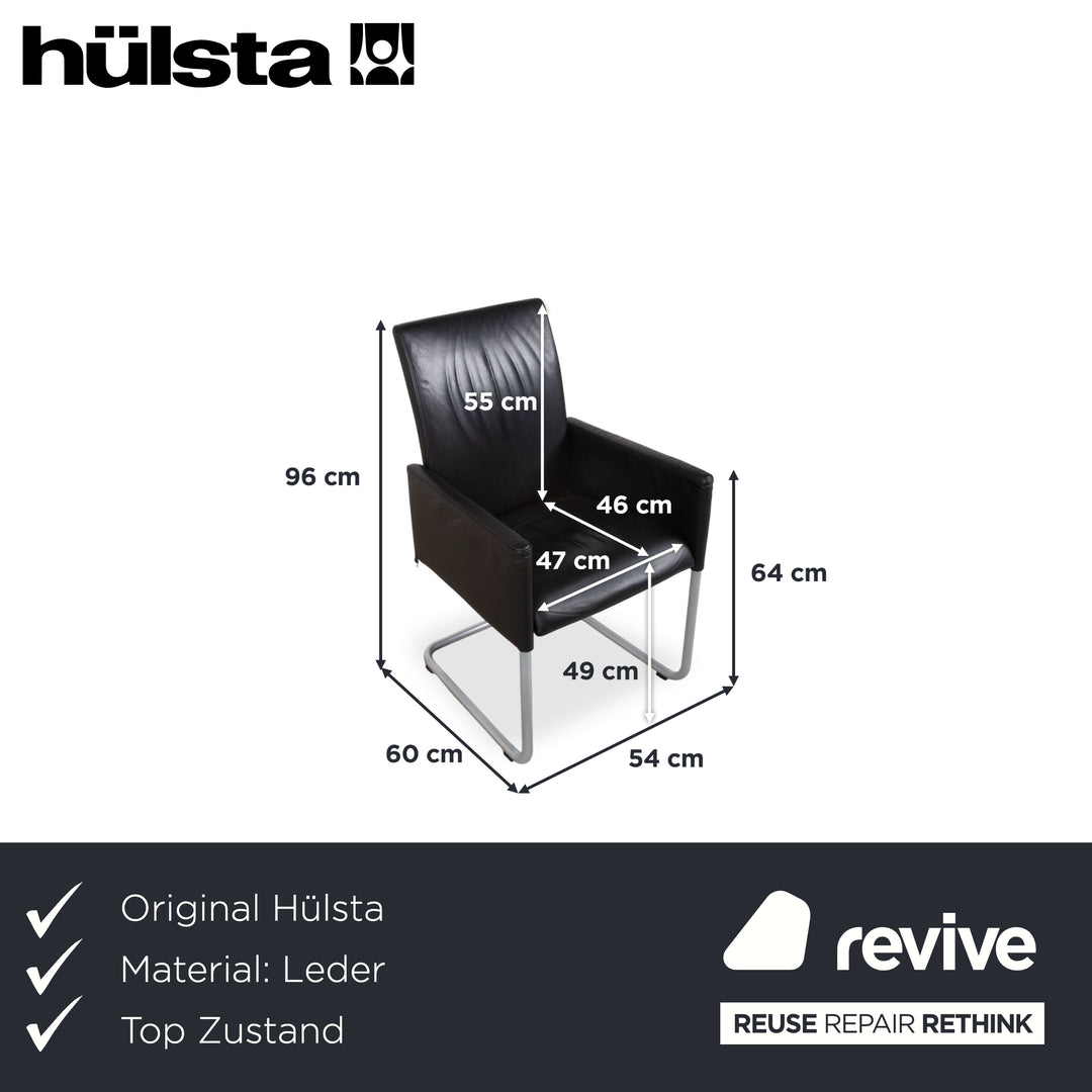 Hülsta D2 Leder 6er Stuhl Set Schwarz