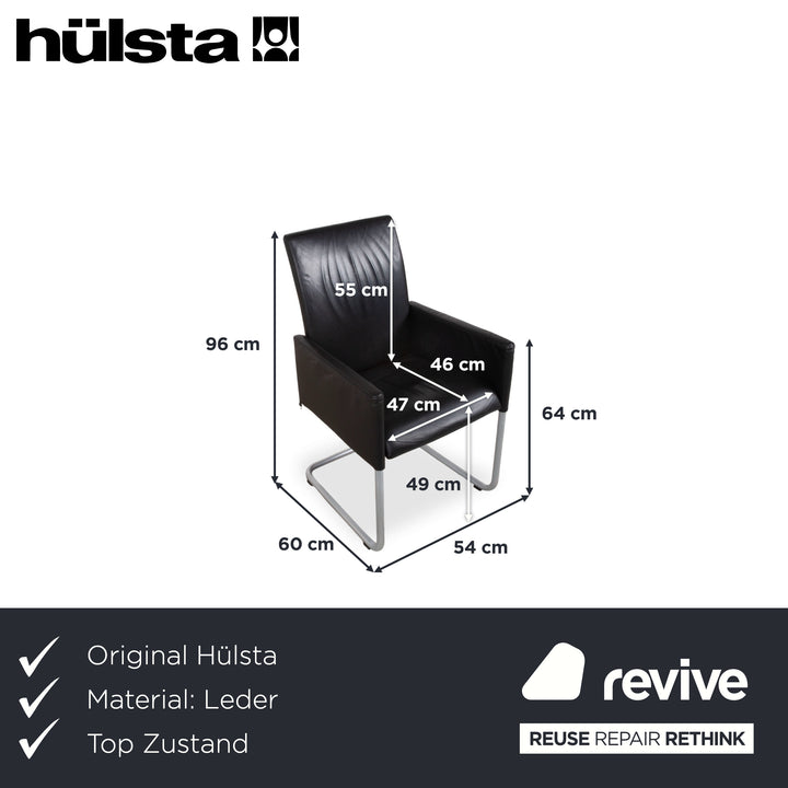 Hülsta D2 Leder 6er Stuhl Set Schwarz