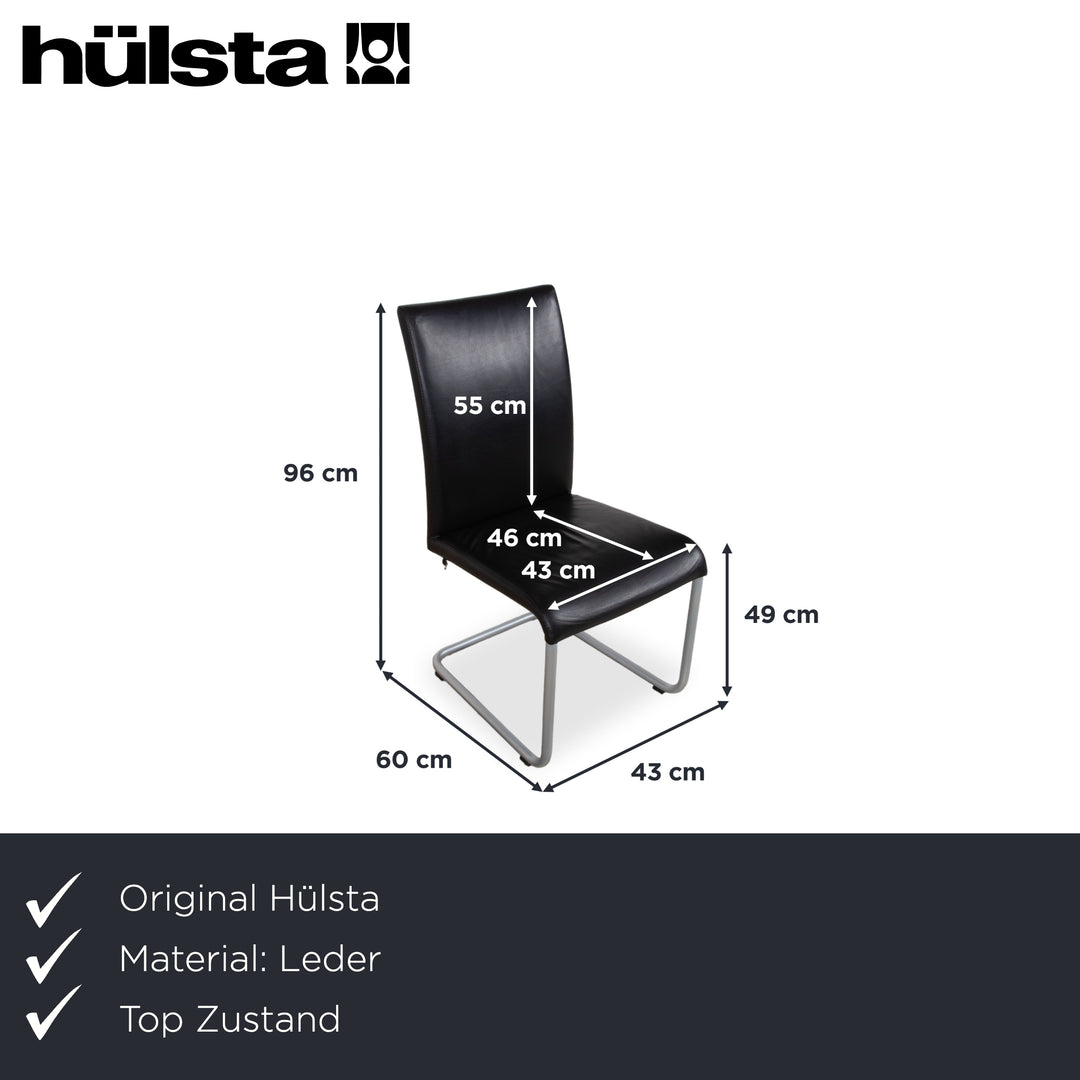 Hülsta D2 Leder 6er Stuhl Set Schwarz