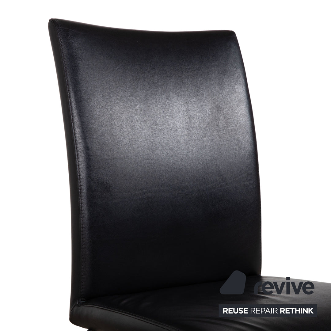 Hülsta D2 Leder 6er Stuhl Set Schwarz