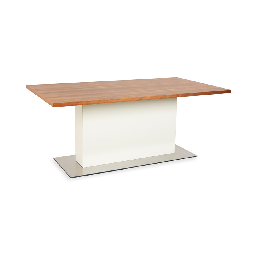 Hülsta ET 1500 wooden dining table, brown and white
