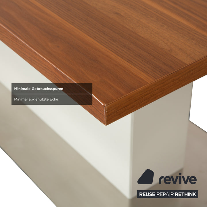 Hülsta ET 1500 wooden dining table, brown and white