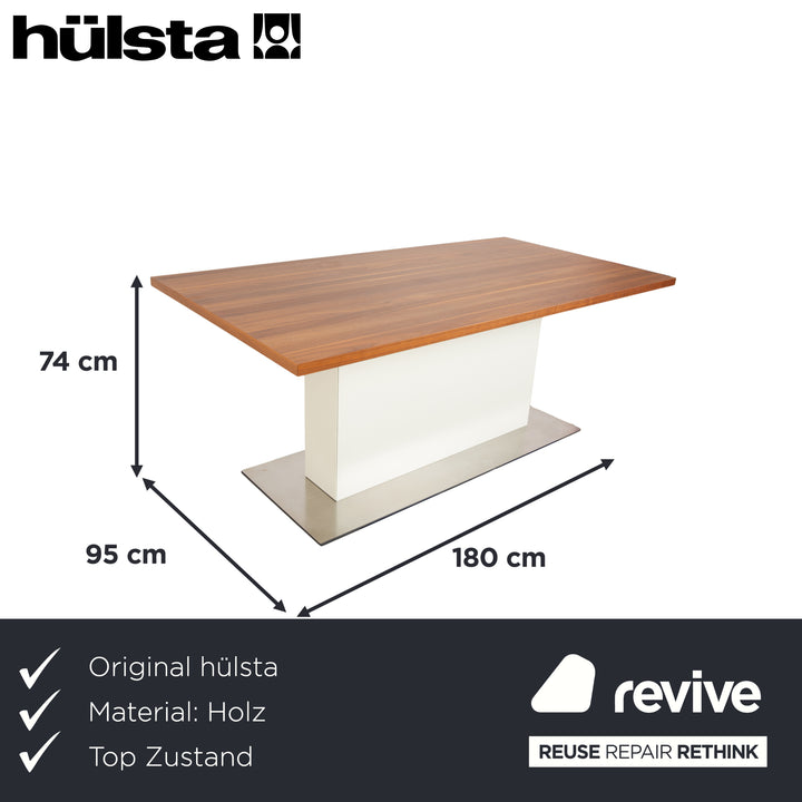 Hülsta ET 1500 wooden dining table, brown and white